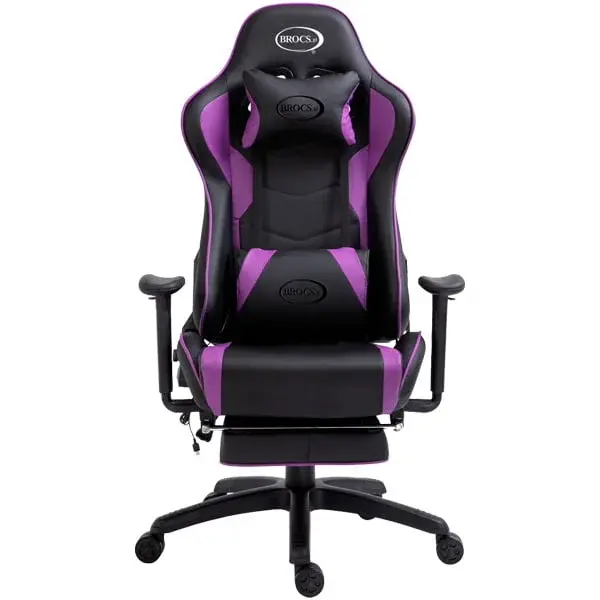 SILLA GAMER BROCS BRAL, COLOR MORADO RESPALDO RECINABLE APOYA PIES 