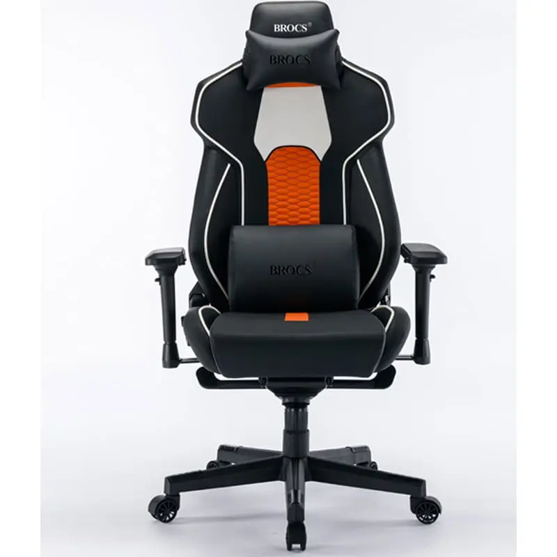 SILLA GAMER BROCS NEGRO NARANJA RESPALDO RECLINABLE 