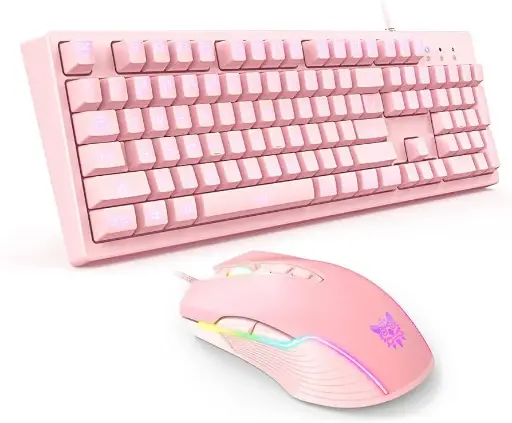 [Unidad] TECLADO GAMING INCLUYE MOUSE COLOR ROSADO 