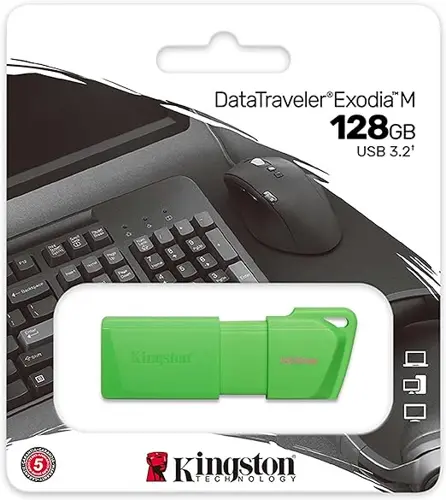 [Unidad] MEMORIA USB KINGISTON 128GB DE ALMACENAMIENTO COLOR VERDE 