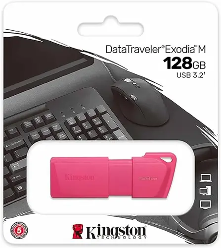 [Unidad] MEMORIA USB KIMGISTON 128GB COLOR ROSADO