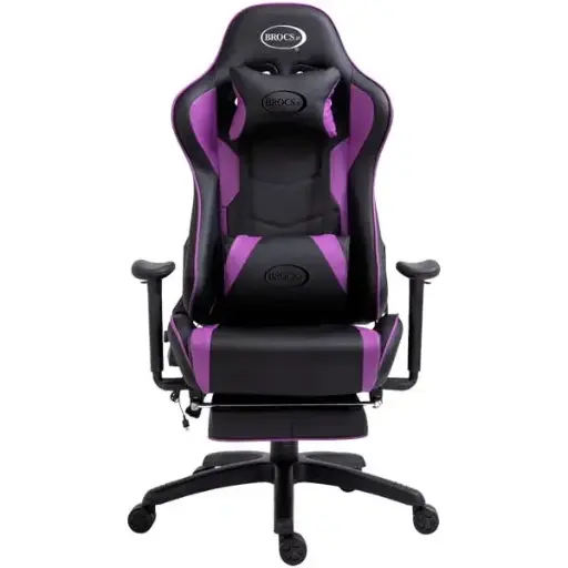 [Unidad] SILLA GAMER BROCS BRAL, COLOR MORADO RESPALDO RECINABLE APOYA PIES 